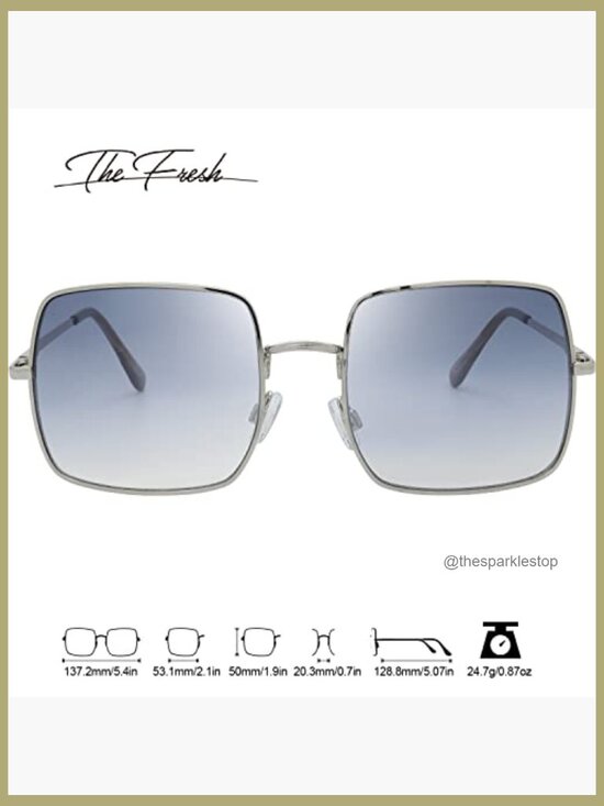 Crystal Square Gradient Metal Sunglasses with UV400 Protection main image 7